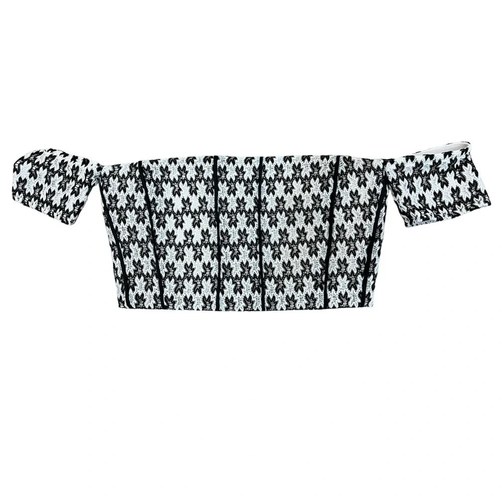 MAJE white and black cropped corset top - Picture 1 of 13